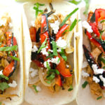 Chicken Tacos with Fire Roasted Red Peppers and Goat Cheese