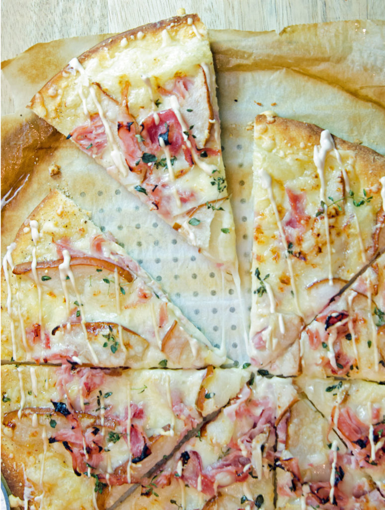 Ham and Swiss Cheese Pizza with Dijon Sauce