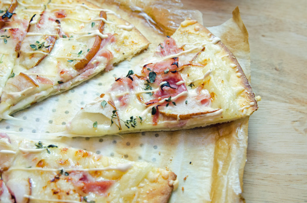 Ham and Swiss Cheese Pizza with Dijon Sauce