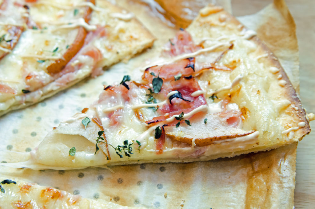 Ham and Swiss Cheese Pizza with Dijon Sauce