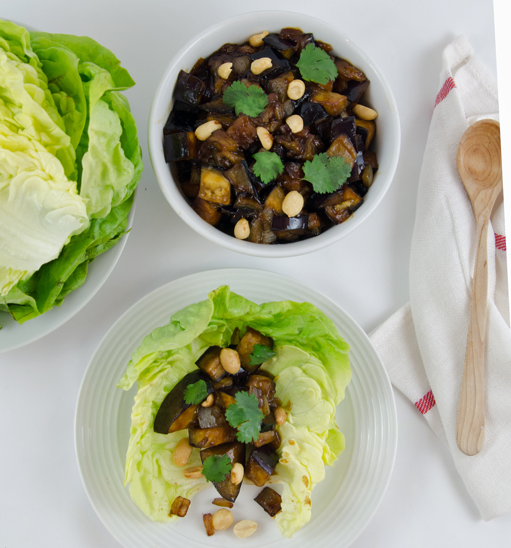 Spicy Vegetarian Eggplant Lettuce Wraps