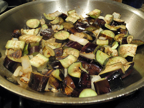 eggplant in pan