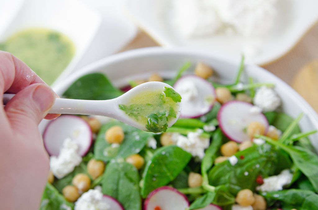 Herb Dressing on Spinach Salad