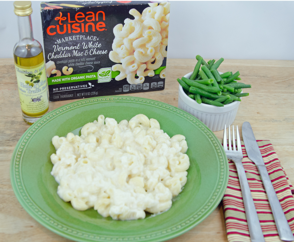 Mac n Cheese with Green Beans and Truffle Oil