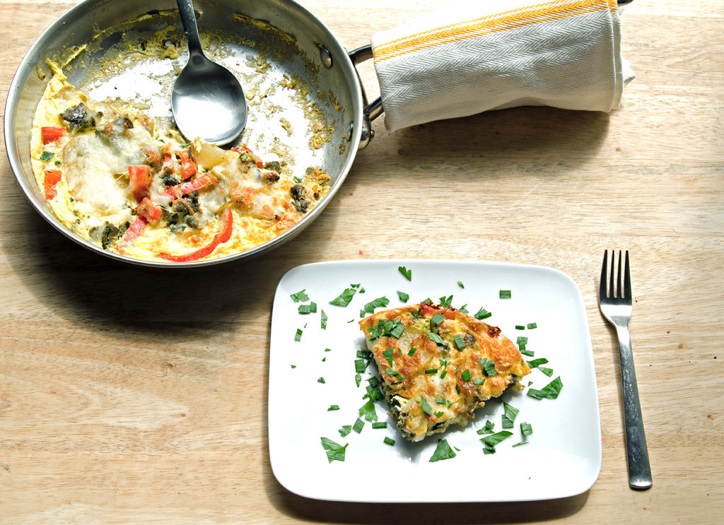 Green Chorizo and Red Pepper Frittata
