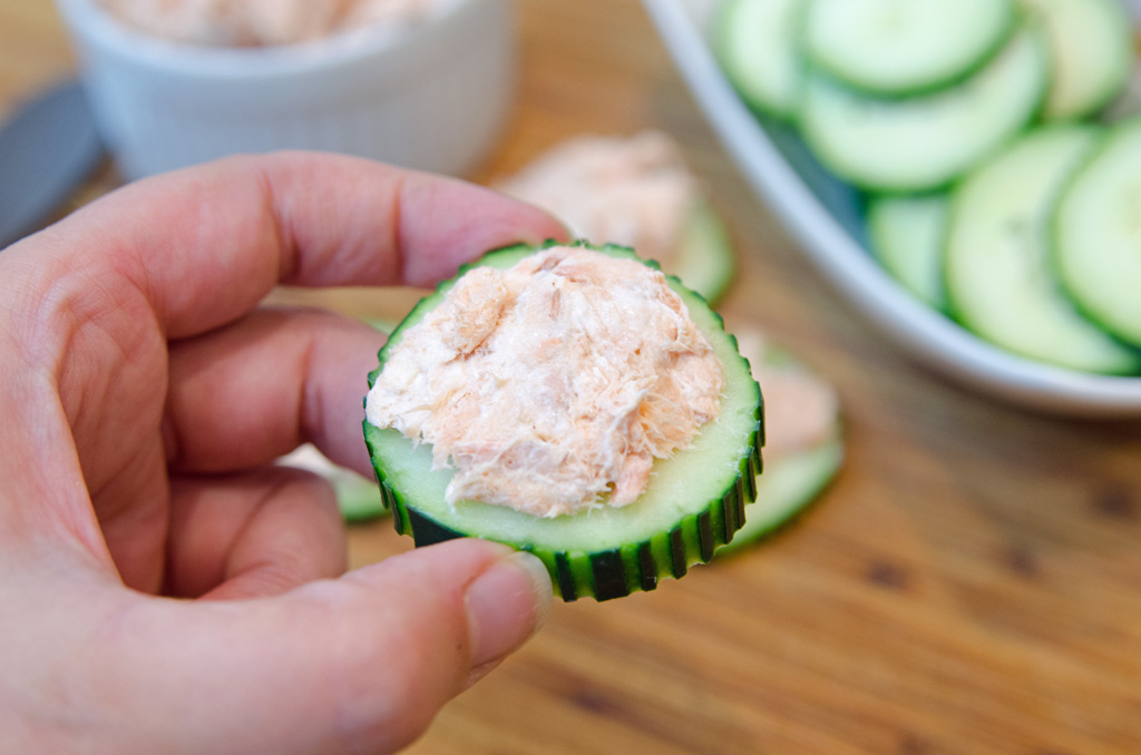 Smoked Salmon Spread on Cukes