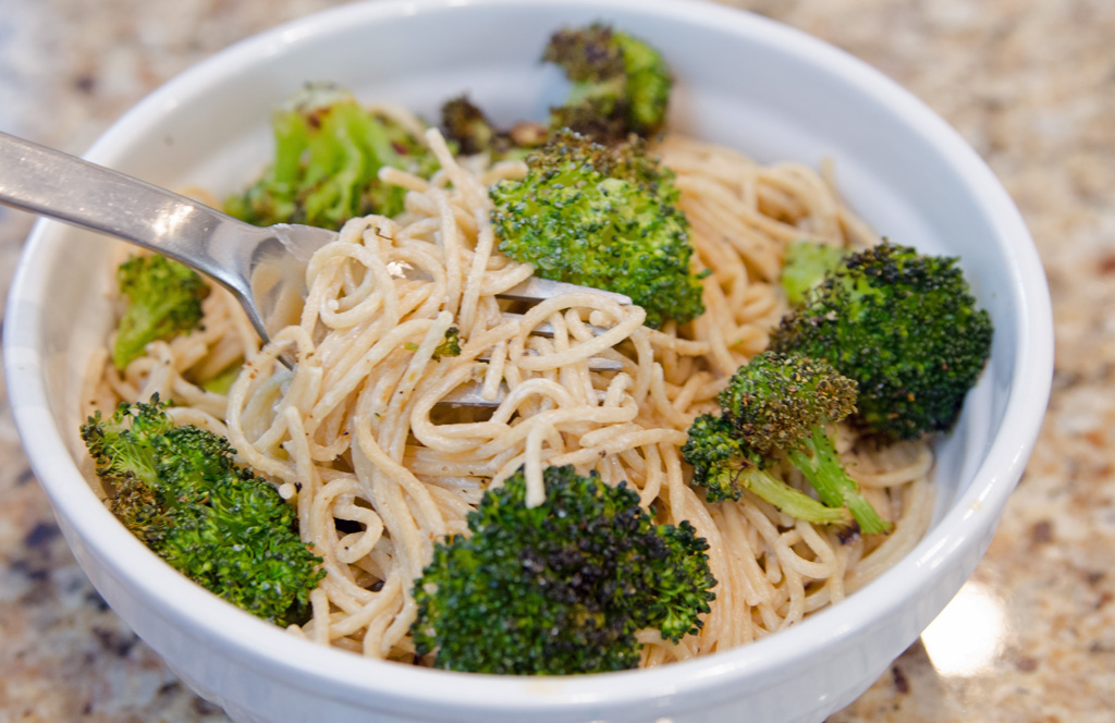 Spicy Roasted Broccoli and Creamy Pasta