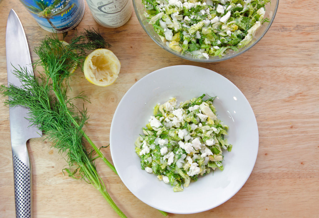 Brussels Sprout Salad with Feta Cheese and Pistachios