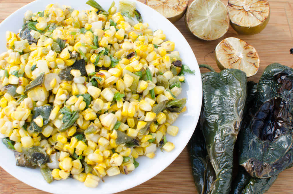 Roasted Corn Salad with Poblano Peppers and Grilled Limes