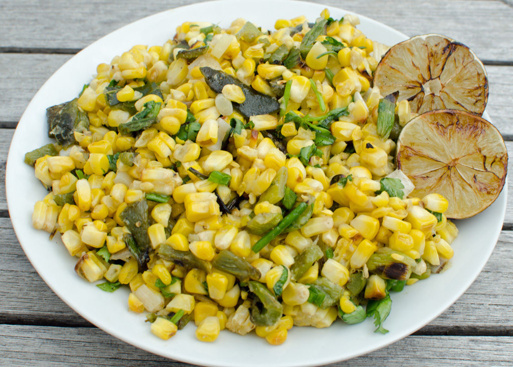Roasted Corn Salad with Poblano Peppers and Grilled Limes