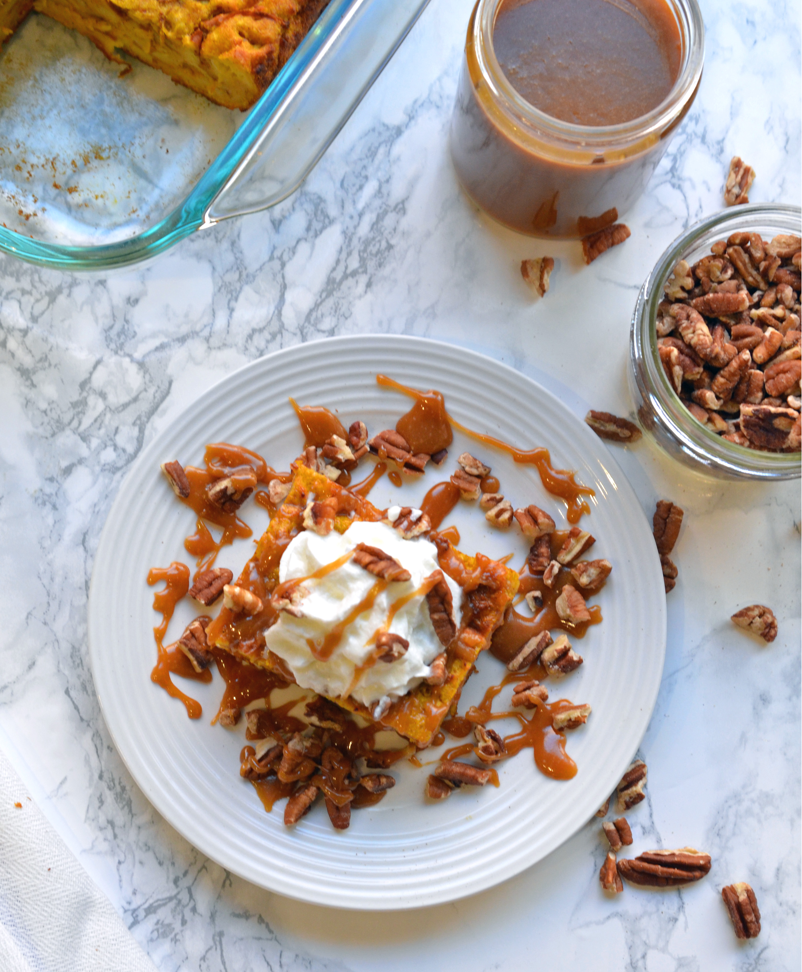 Turano Pumpkin Bread Pudding with Salted Caramel
